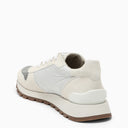 Brunello Cucinelli White Nylon And Suede Trainer