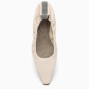 Brunello Cucinelli Ivory Leather Ballerina