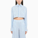 Woera White/Blue Cropped Shirt - Balardi