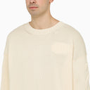 Off White ™ Cream Crewneck Felda con ricamo diagonale