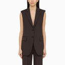 Sportmax Aubergine Coloured Single Breasted Waistcoat In Wool