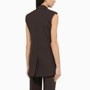 Sportmax Aubergine Coloured Single Breasted Waistcoat In Wool