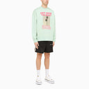 Sweat-shirt Palm Angels Mint Green Cotton Crewneck avec imprimé