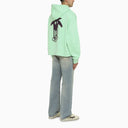 Palm Angels Green Hoodie With Palm Long Legs Print - Balardi