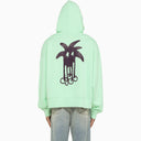 Palm Angels Green Hoodie With Palm Long Legs Print - Balardi