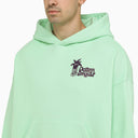 Palm Angels Green Hoodie With Palm Long Legs Print - Balardi
