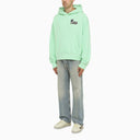 Palm Angels Green Hoodie With Palm Long Legs Print - Balardi