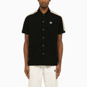 Palm Angels Black Short Sleeved Polo Shirt With Monogram