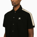 Palm Angels Black Short Sleeved Polo Shirt With Monogram