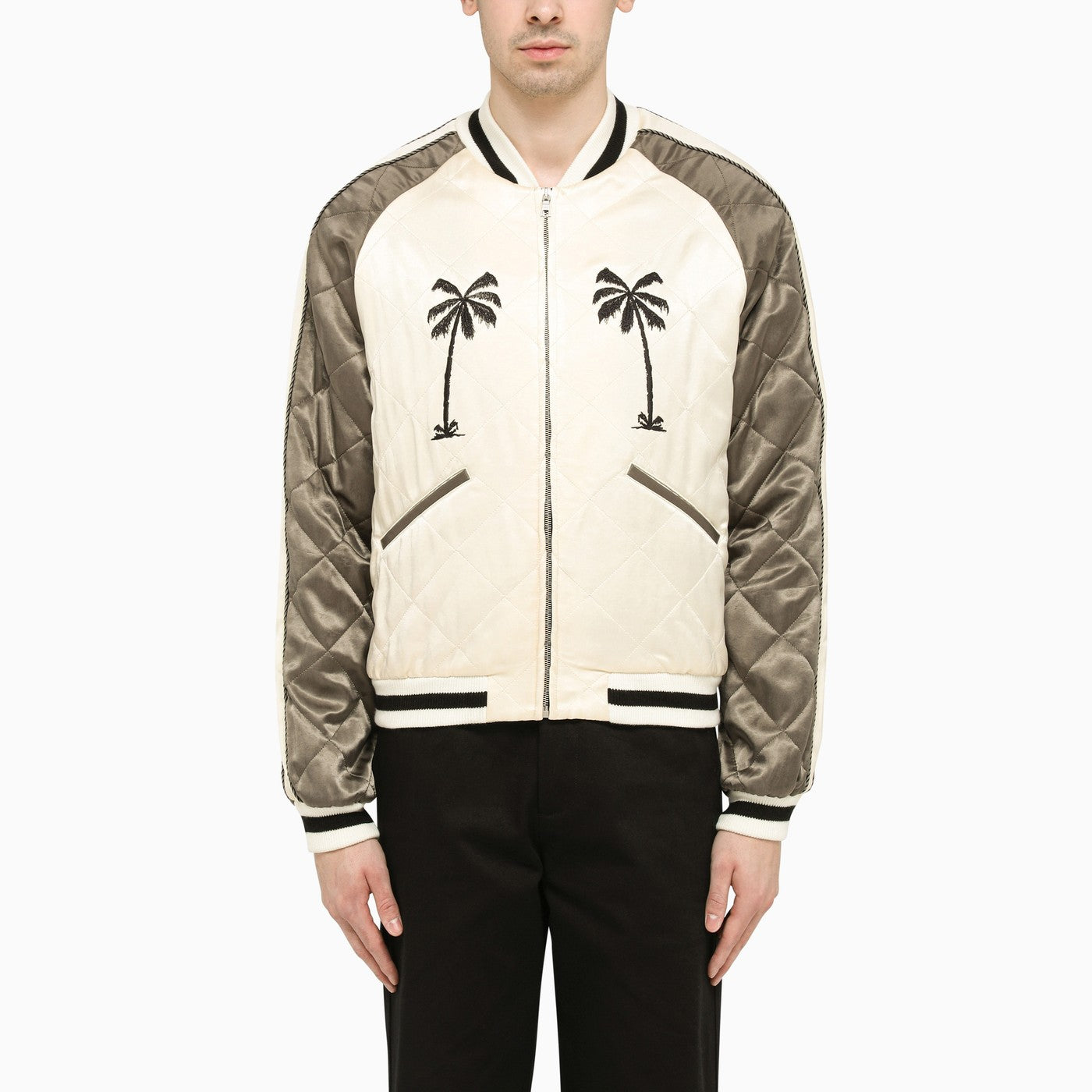 Palm Angels Men's All Monogram Quilted Jacket
