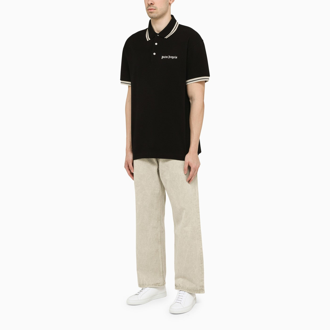 Palm Angels Embroidered Palm Angels Polo Black/White