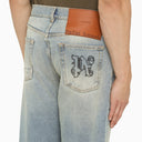 Palm Angels Light Blue Denim Monogram Jeans - Balardi