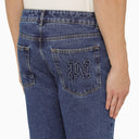 Palm Angels Blue Jeans With Monogram Embroidery