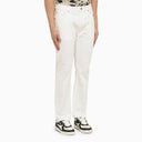 Palm Angels White Jeans With Monogram Embroidery