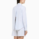 Palm Angels White/Blue Striped Cotton Shirt