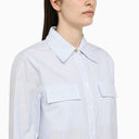 Palm Angels White/Blue Striped Cotton Shirt