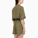 Palm Angels Cropped Shirt With Military Green Print
