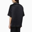 Palm Angels Navy Blue Linen Blend Shirt