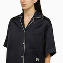 Palm Angels Navy Blue Linen Blend Shirt