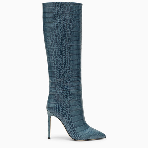 Paris Texas Denim Boot In Crocodile Look Leather