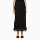 Di Malene Birger Black Long Gonna con effetto sfilacciato