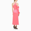 David Koma Fluo Pink One Shoulder Dress In Satin - Balardi