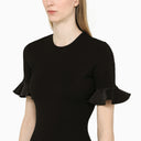 David Koma Black Mini Dress With Ruffles - Balardi