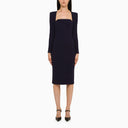 Roland Mouret Navy Sheath Dress In Wool