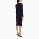 Roland Mouret Navy Sheath Dress In Wool