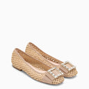 Roger Vivier Beige perforato ballerina con fibbia di strass