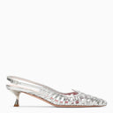 Roger Vivier Slingback I Love Vivier Silver Perforated Leth