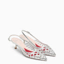 Roger Vivier Slingback I Love Vivier Silver Perforated Leth