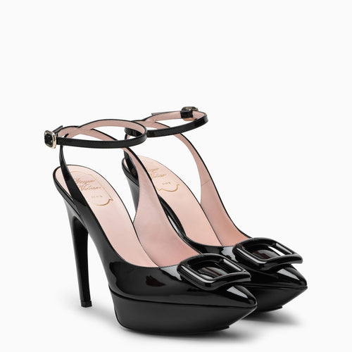 Roger Vivier High Black Patent Leather Sandal