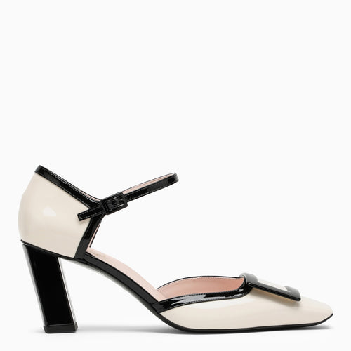 Roger Vivier Cream/Black Patent Leather Mary Jane