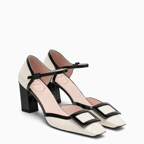 Roger Vivier Cream/Black Patent Leather Mary Jane