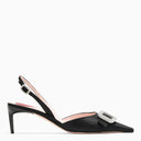 Roger Vivier Décolleté Dorsay Slingback أسود مع مشبك من حجر الراين