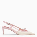 Roger Vivier Slingback en patente de marfil blanco/rosa
