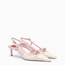 Roger Vivier Slingback en patente de marfil blanco/rosa