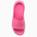 Ganni Fucsia Rubber Slipper With Logo