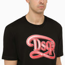 DSquared2 Camiseta de algodón negro con estampado del logotipo
