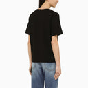 Maglietta con il collo dell'equipaggio di cotone nero dsquared2 con logo