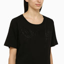 Maglietta con il collo dell'equipaggio di cotone nero dsquared2 con logo