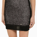 Dsquared2 Black Perforated Mohair Blend Mini Dress