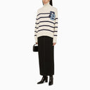 DSquared2 Blue/White Striped Turtleneck Swater con logo