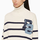 DSquared2 Blue/White Striped Turtleneck Swater con logo