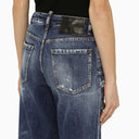 Dsquared2 Navy Blue Washed Jeans With Wear