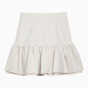 Patou White Cotton Flounced Mini Skirt