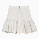 Patou White Cotton Flounced Mini Skirt