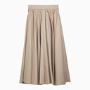 Patou Beige Cotton Flounced Midi Skirt