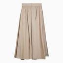 Patou Beige Cotton Flounced Midi Skirt